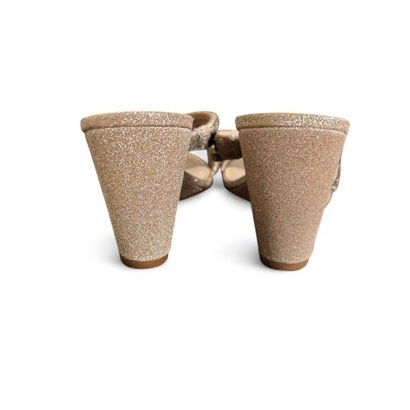 JESSICA SIMPSON GOLD GLITTER EMBELLISHED STRAPPY WEDGE SANDALS 8.5 LIKE NEW. - Picture 7 of 8